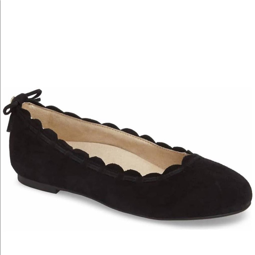 Jack Rogers black flats with scallop trim